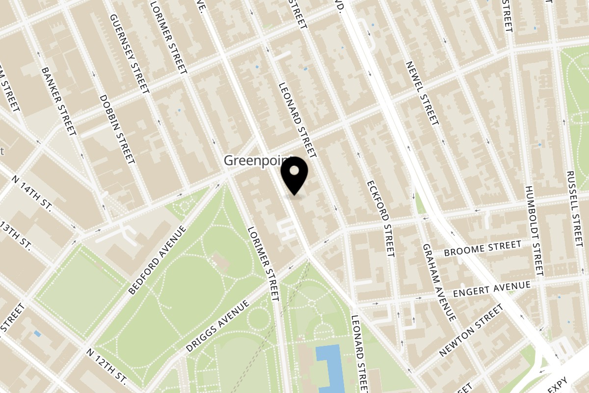 Map showing the location of Charlotte Patisserie Brooklyn on 596 Manhattan Avenue in Brooklyn