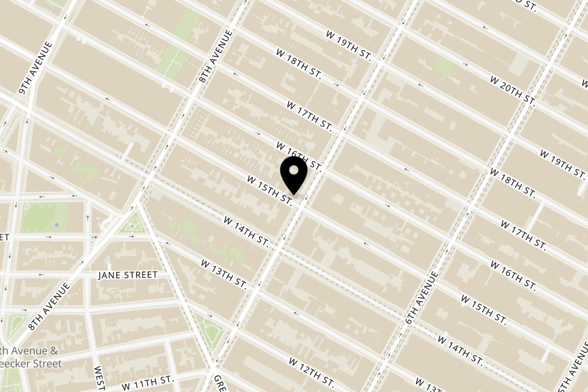 Map showing the location of Charlotte Patisserie Chelsea on 78 7th Avenue in New York